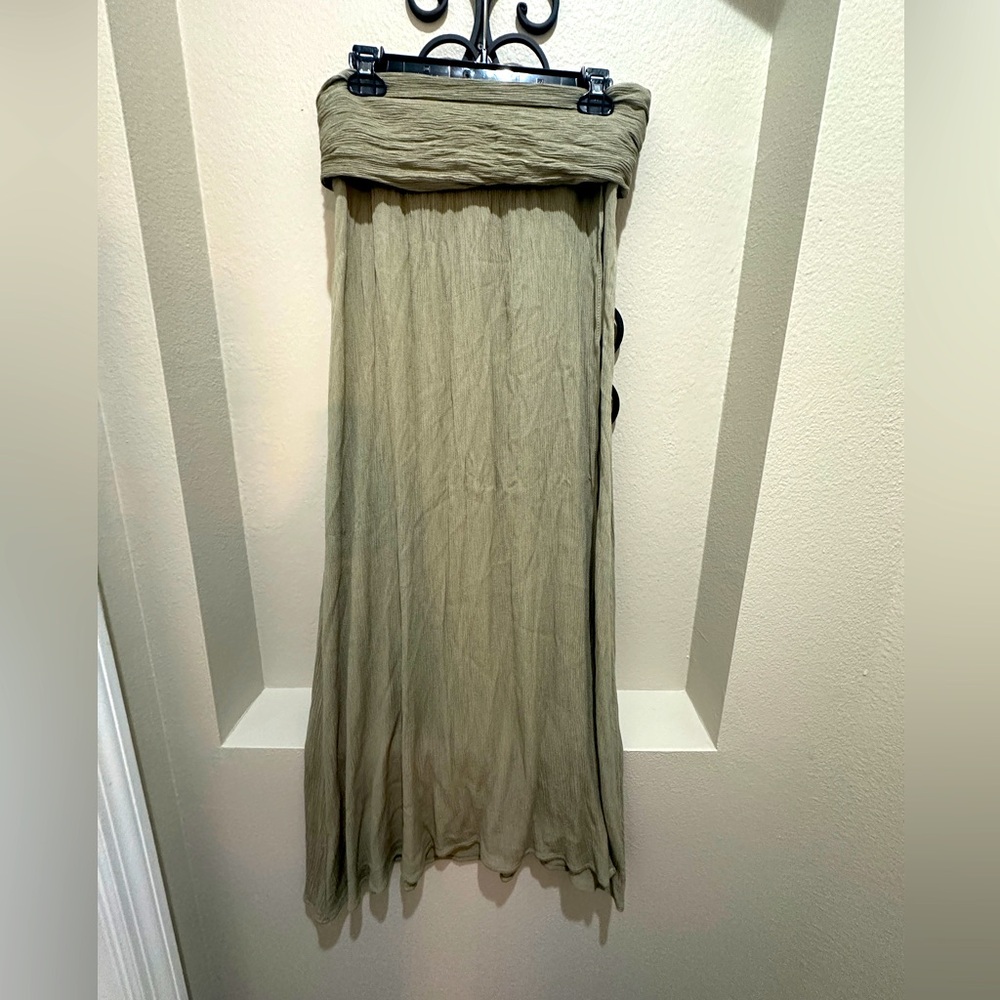 Rewash Olive Green Gauze Maxi Skirt